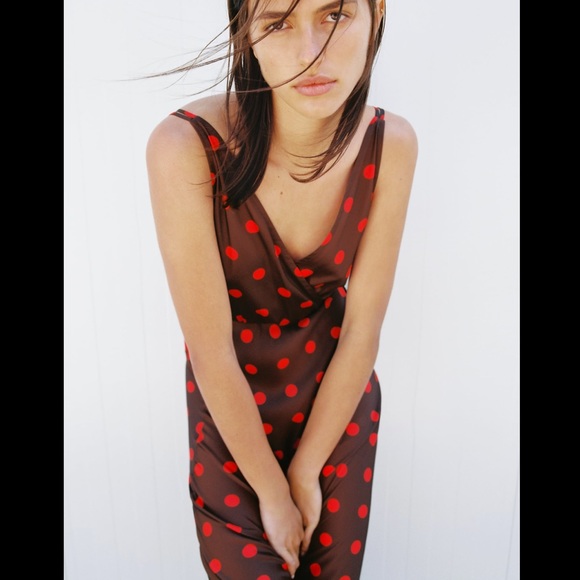 Polka Dot Satin Dress - Picture 7 of 10
